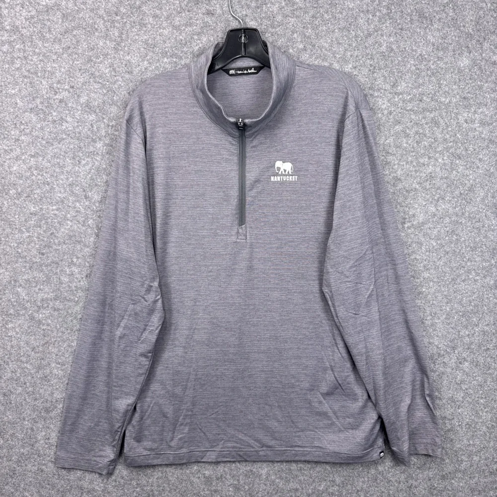 TravisMathew Pullover Quarter Zip Large Gray Nantucket Elephant Performance